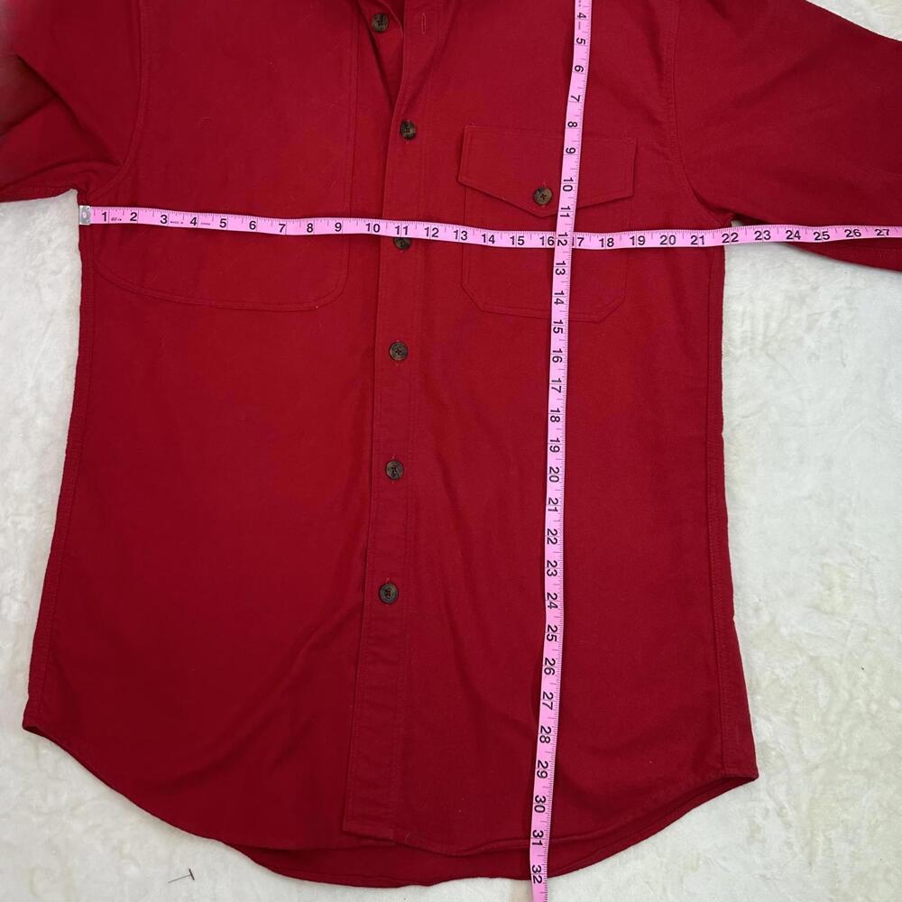 Vtg Men’s Medium Woolrich Red Cotton Flannel Shirt Padded Elbows Long Sleeve - Picture 5 of 5
